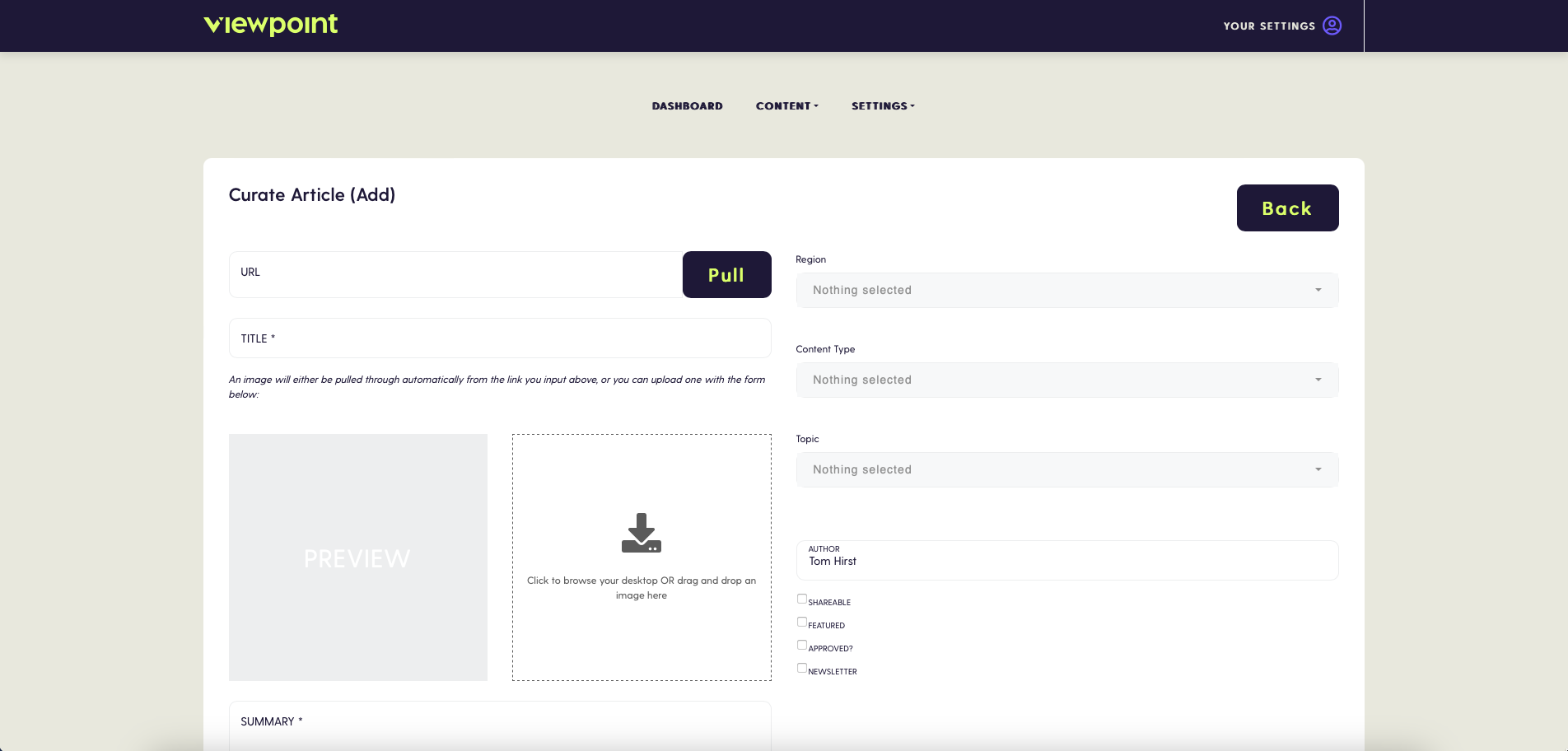 Create Content Page