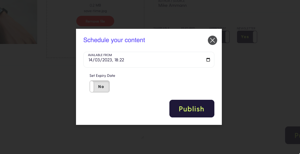Schedule Popup